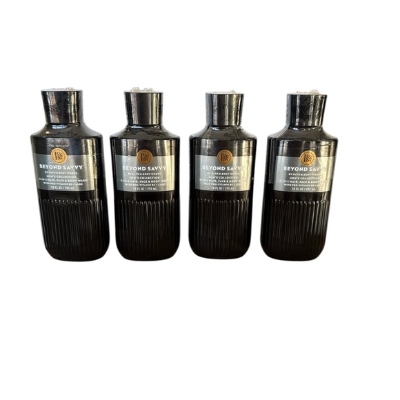 Bath & Body Works Men's Beyond Savvy (Vanilla) 3 in 1 Hair Face & Body Wash x4